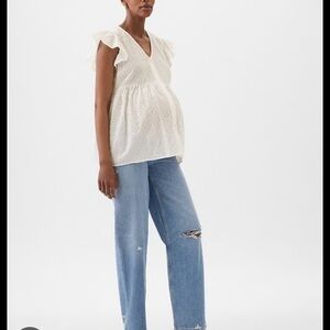 GAP White Eyelet Maternity Top